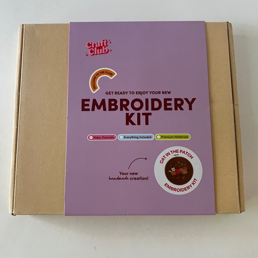 Craft Club Cat In The Patch Embroidery Kit Beginner DIY Fall Pumpkin Cat Kit